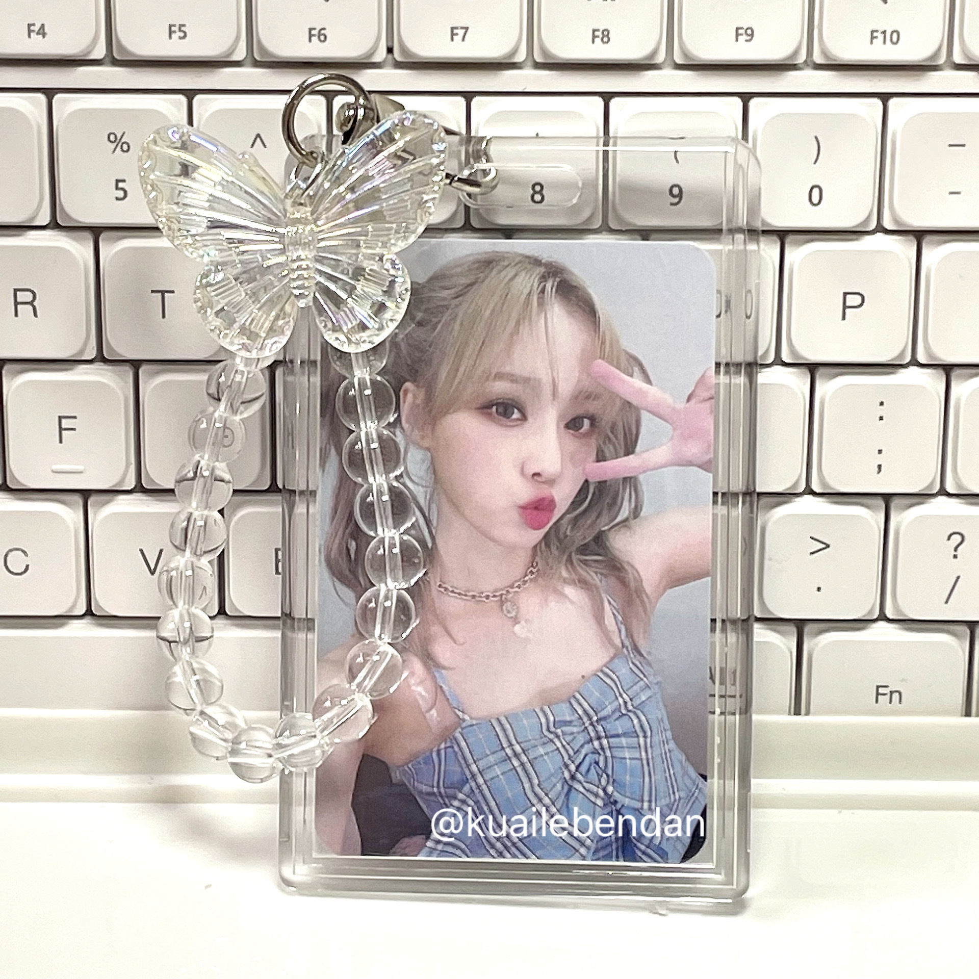 Crystal butterfly keychain slide transparent acrylic card set double-sided small card bus card ID card wholesale