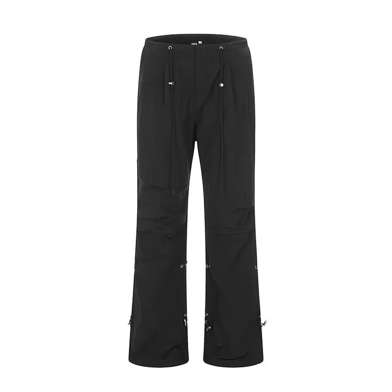 Cross-border American-style High Street light gray Drawstring Overalls Women's Early Autumn 2023 New Loose Slimming High Waist Wide Leg Break