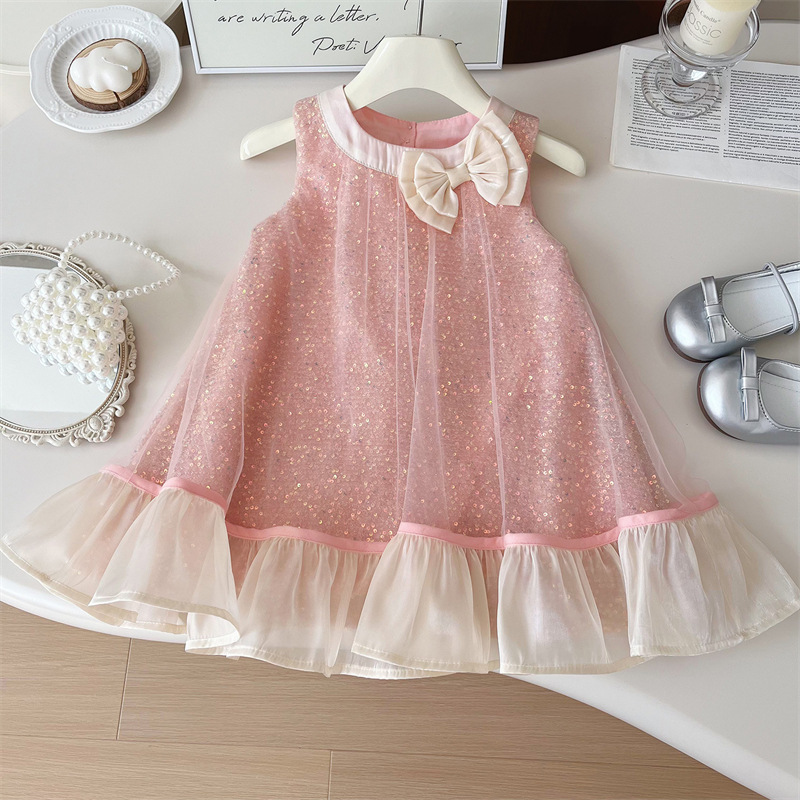 Girls Dress Summer 2025 New Girl Fashionable Baby Summer Sleeveless Princess Dress Children's Suspender Skirt