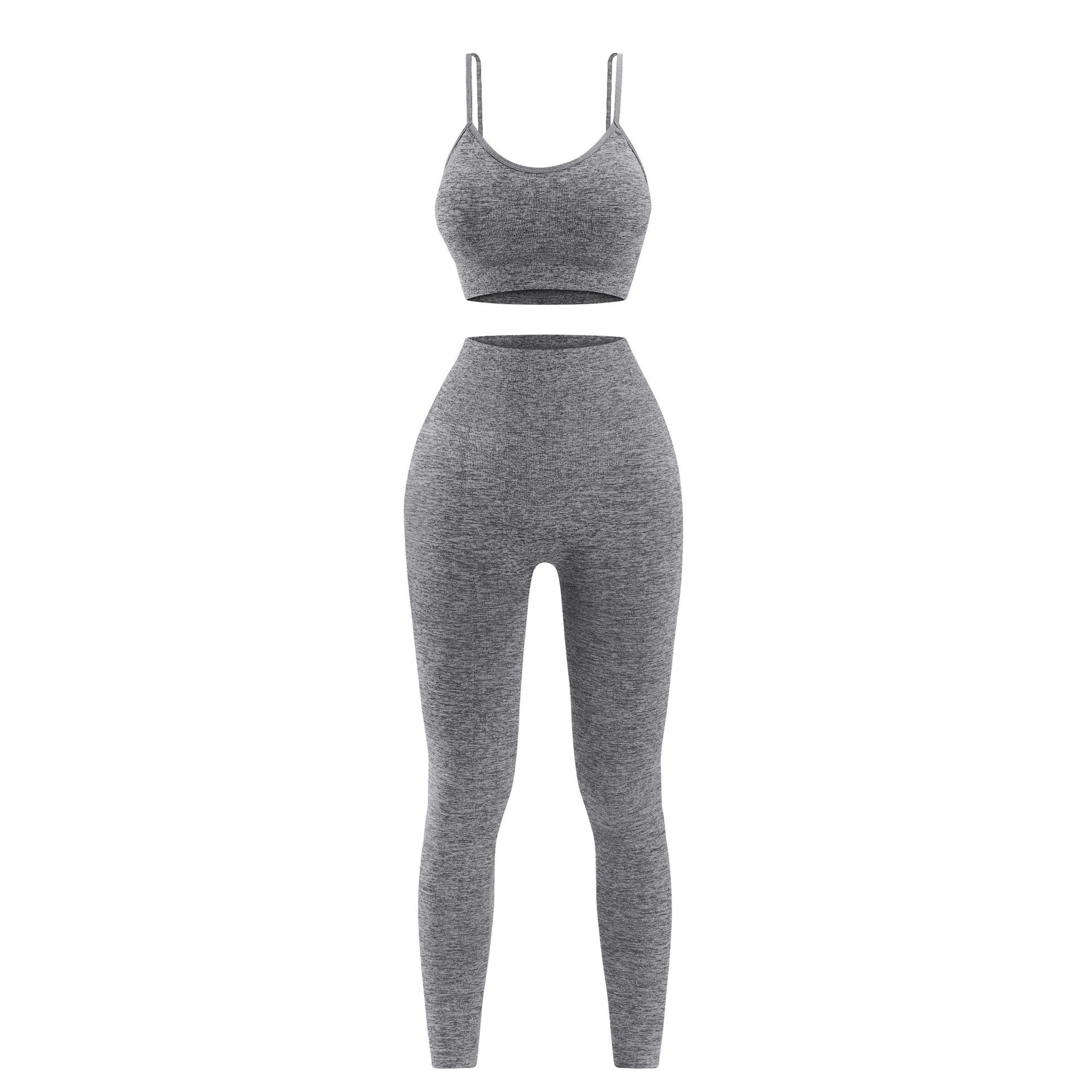Picture of Amazon Sports Small Strap Push-up Bra Vest Short-sleeved High Waist Hip-up Trousers Fitness Yoga Sports Pants