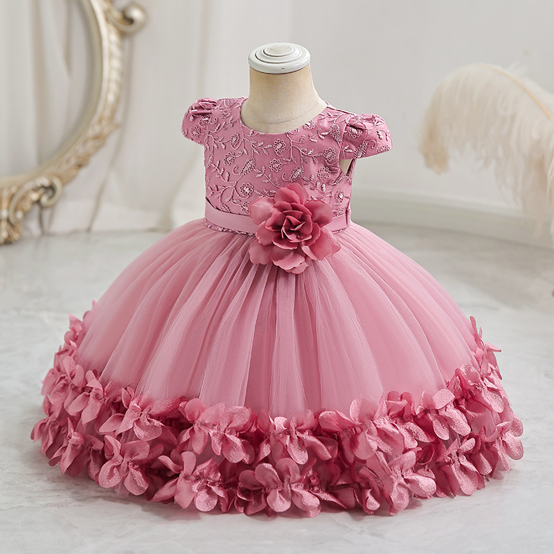Picture of New cross-border children's performance dress lace princess dress festival unkempt dress gauze skirt one-year-old dress dress performance dress