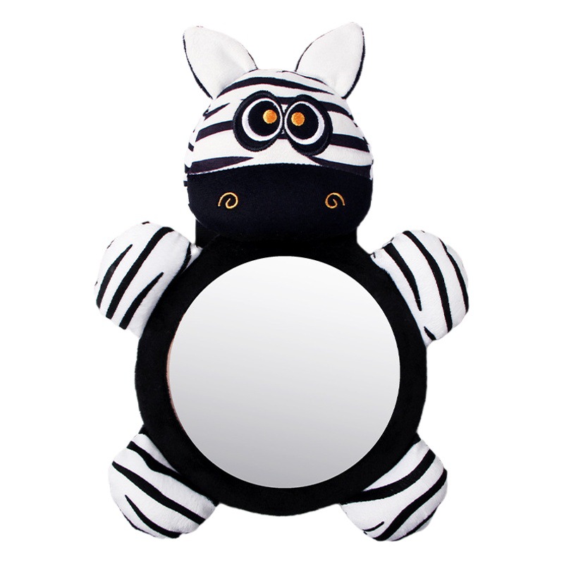 Black and White Ox Cart Hanging Toy Children's Observation Funny Mirror Baby Car Rearview Mirror Wholesale Parent-Child Interaction in Stock