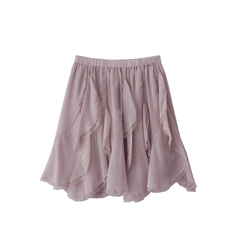 Summer New Style French Retro Elegant Asymmetrical Ruffled Layered High-Waist Slim A-Line Skirt Short Skirt