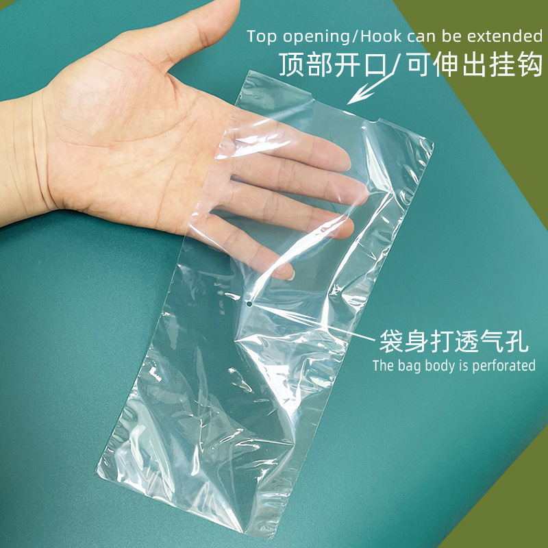 Heat Shrinkable Bag in stock Two-end Shrinkable Bag Top Opening Extendable Hook Bag Curled Heat Sealed Bag