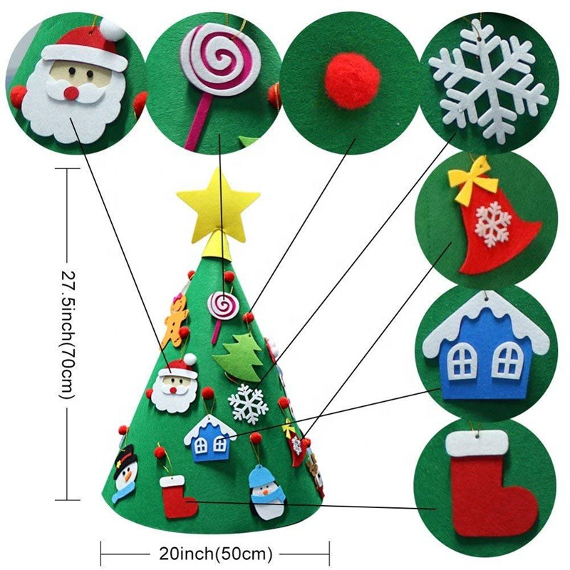 Manufacturer Supplies Kindergarten DIY Christmas Tree Pendant Stereo Felt Christmas Tree Holiday Decoration Supplies Customization