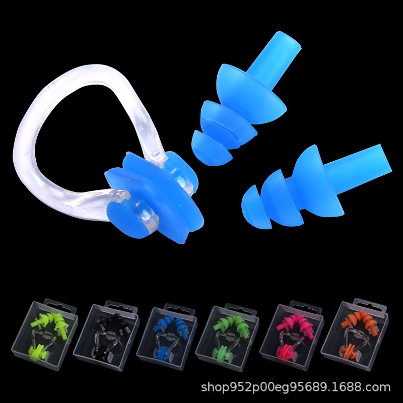 Swimming Earplugs and Nose Clip Set Waterproof Professional Bathing Anti-Water Ingress Adult and Kidsren Diving Equipment Soft Silicone Nose Plug
