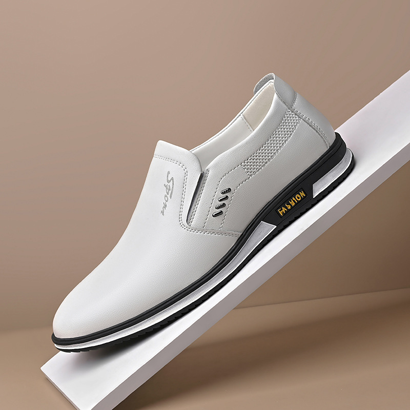Picture of 2025 Spring and Autumn Large Size Men's British Leather Shoes Men's White Leather Shoes Slip-On Men's Shoes Leather Shoes Autumn Men's Casual
