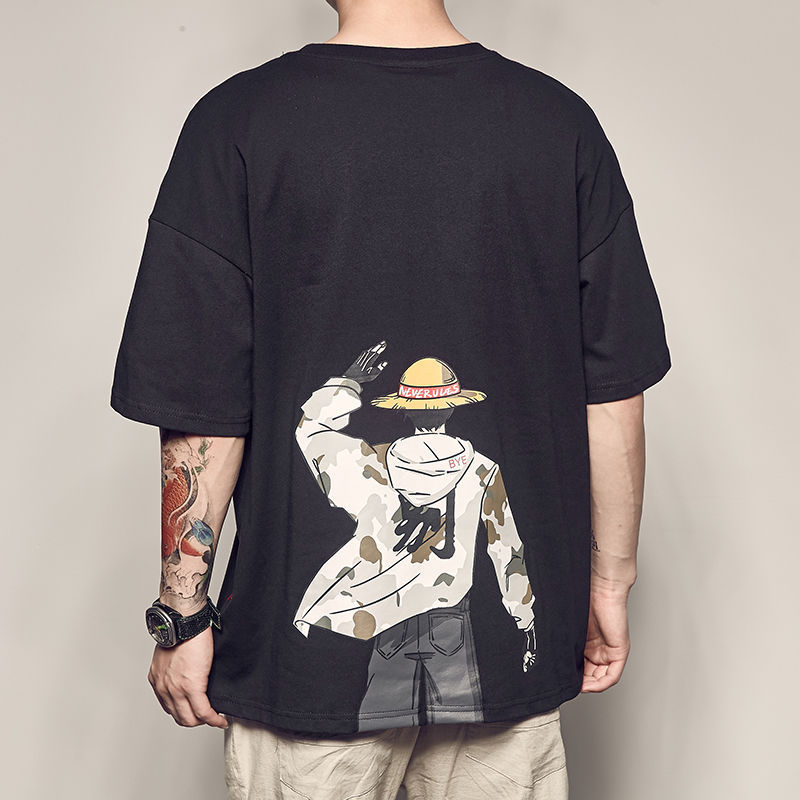 Picture of Men's Japanese Anime Printed Short-sleeved T-shirt Men's Summer New Casual Loose T-shirt Trendy Couple's Round Neck TEE