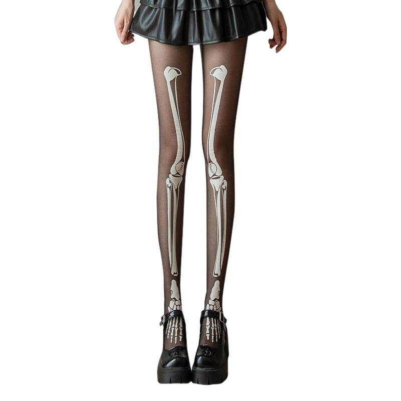 Luminous White Bone JK Pantyhose Halloween Hot Props Black Luminous Pantyhose Pantyhose