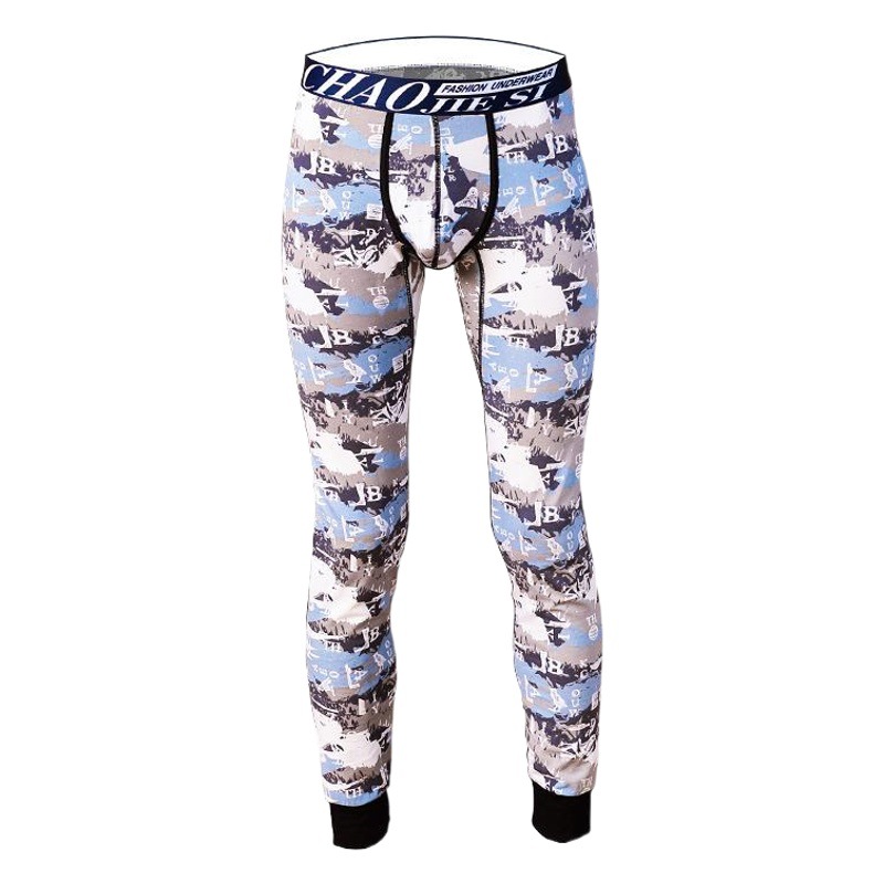 Men's Single-Piece Autumn Trousers Thin Youth Cotton Slim-Fit Comfortable Camouflage Autumn and Winter Warm Leggings Men's Sexual Trendy Pants