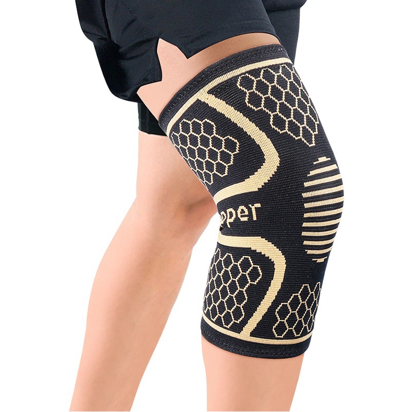 Sports Copper Nylon Knee Pad Silicone Double Corrugated Breathable Knitted Knee Badminton Running Fitness Copper Fiber Knee Pad