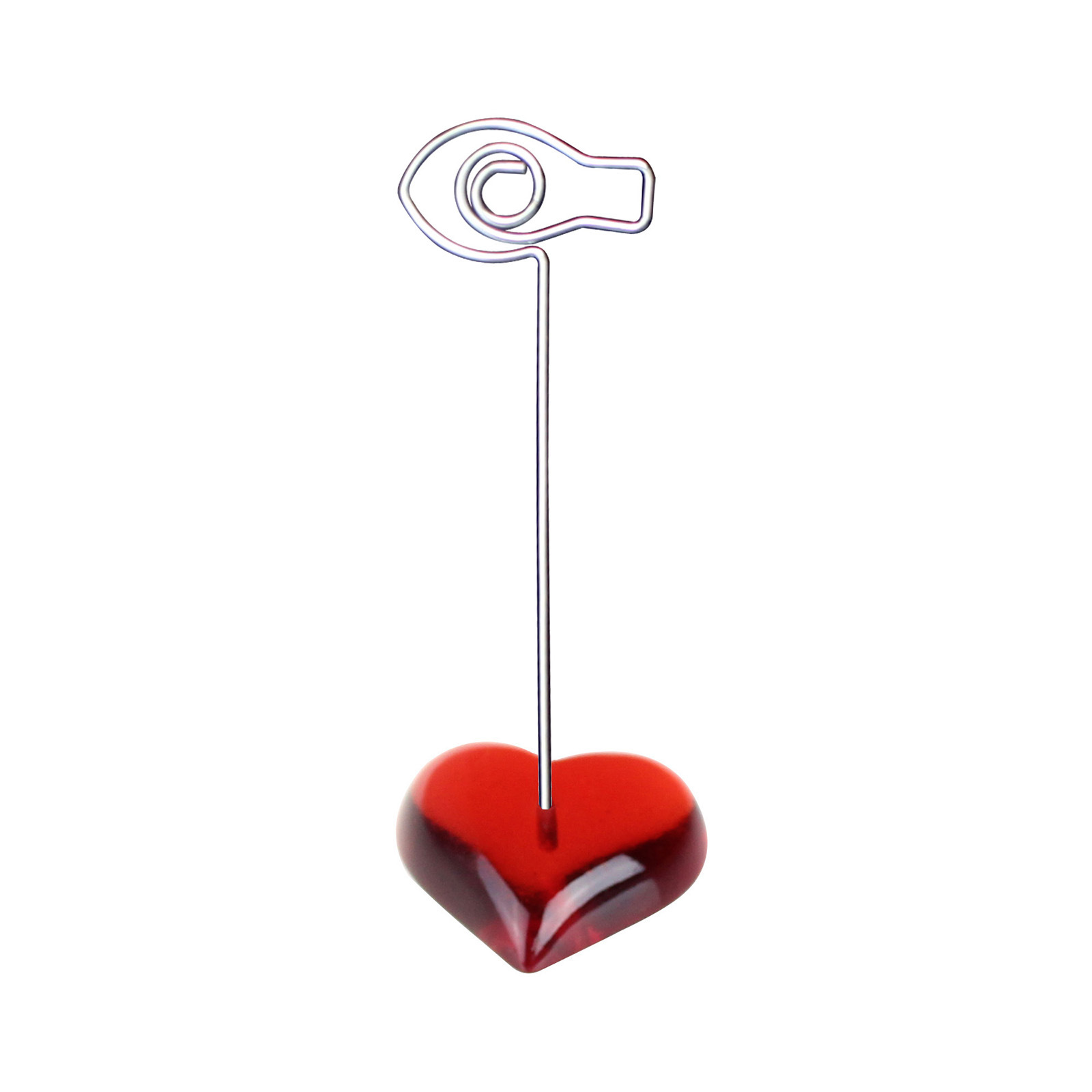 Picture of Red Heart-Shaped Base Photo Clip, Steel Wire Memo Clip with Logo Printing, Suitable for Wedding Display, Storage, and Styling Memo Clips
