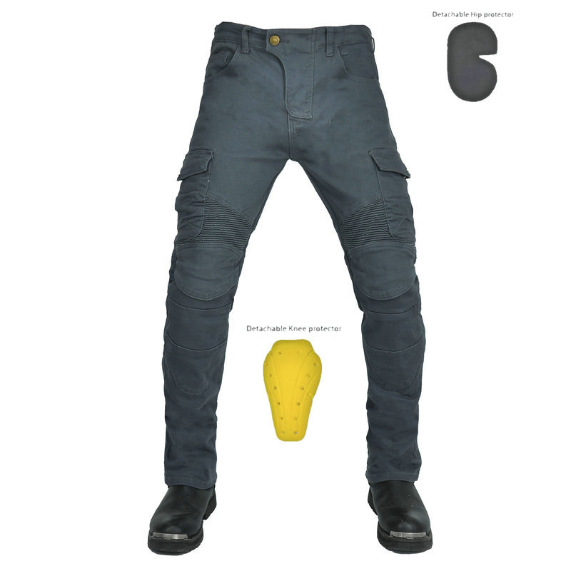 Picture of Genuine Cycling Pants Men's Summer Motorcycle Motorcycle Anti-fall Knight Equipment Four Seasons Elastic Cowboy Army Green Racing Pants