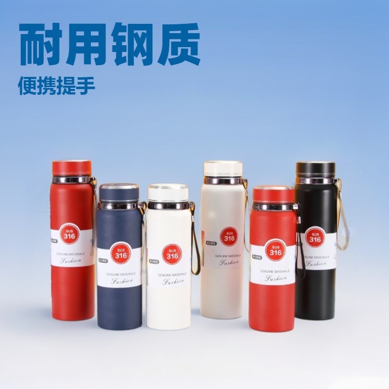 High color value 316 stainless steel thermos cup portable handle large capacity travel pot business water cup mountaineering pot wholesale