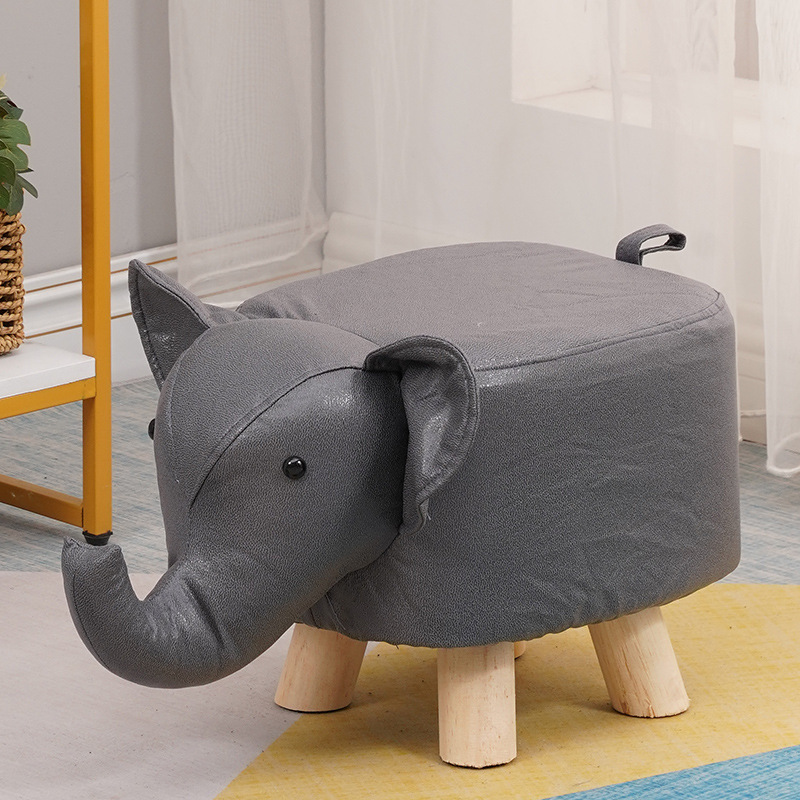 Picture of Elephant Stool children's animal stool solid wood shoe changing stool creative small stool home living room cartoon cute low stool