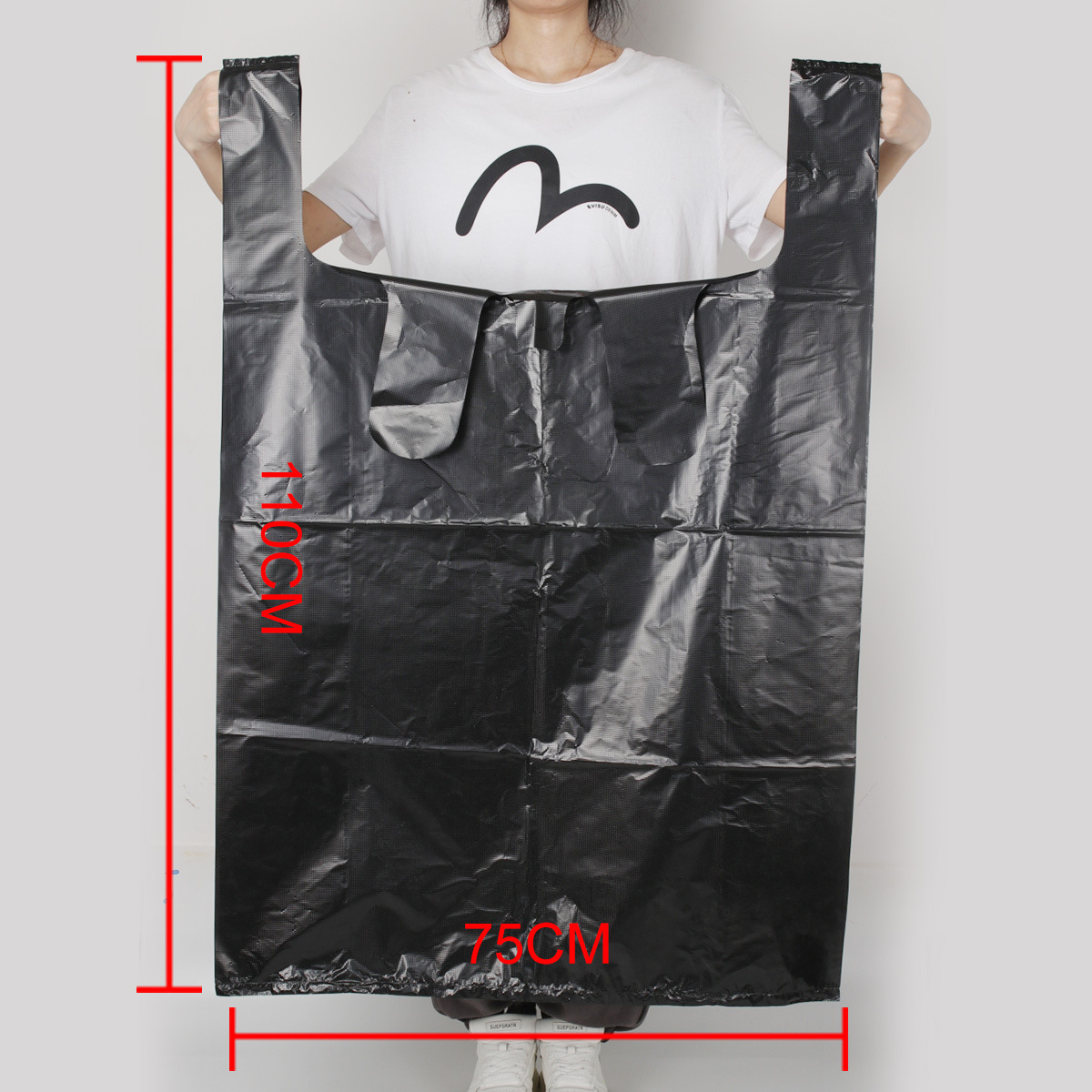 Plus size thickened black 75x 110 portable plastic bag moving clothing packing bag property Hotel garbage bag