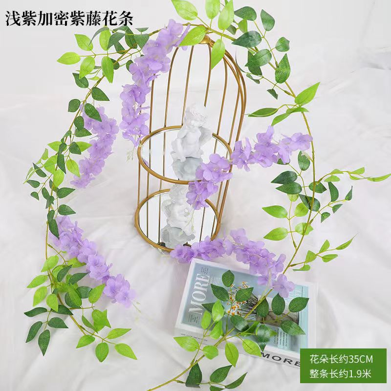 Picture of Simulation wisteria flower false Flower Vine decorative flower winding hanging flower plastic flower Vine string flower plant pipe shading flower