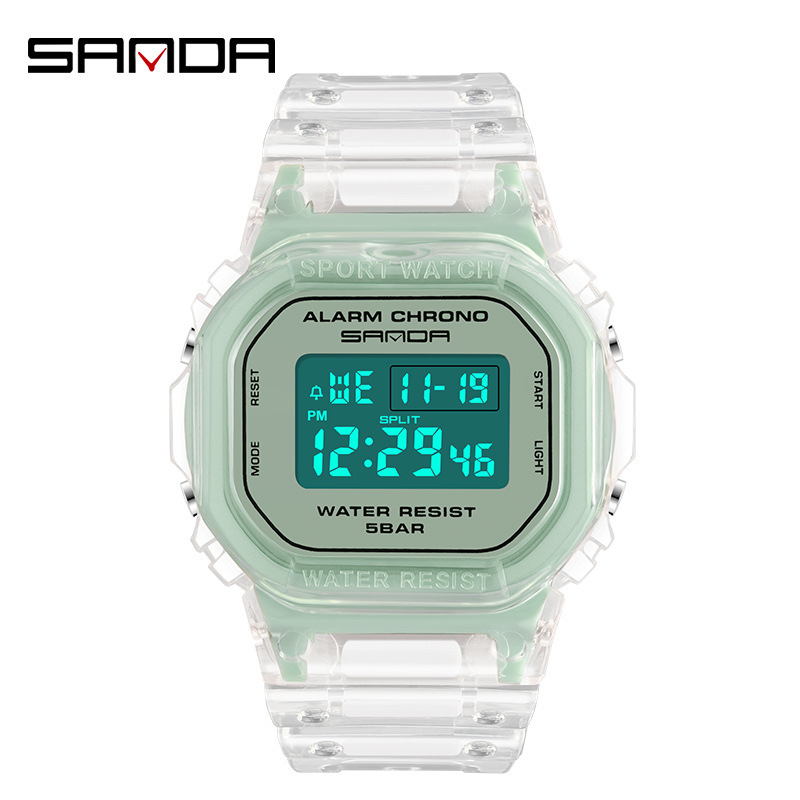 Picture of High-Quality, Popular Live-Streaming Item, Cross-Border Hit, Square Transparent Strap Electronic Watch, Multifunctional, Luminous, Waterproof