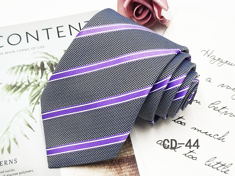 Picture of Manufacturer in stock men's business tie 8cm hand-punched professional formal wear interview striped tie men's Jacquard polyester silk