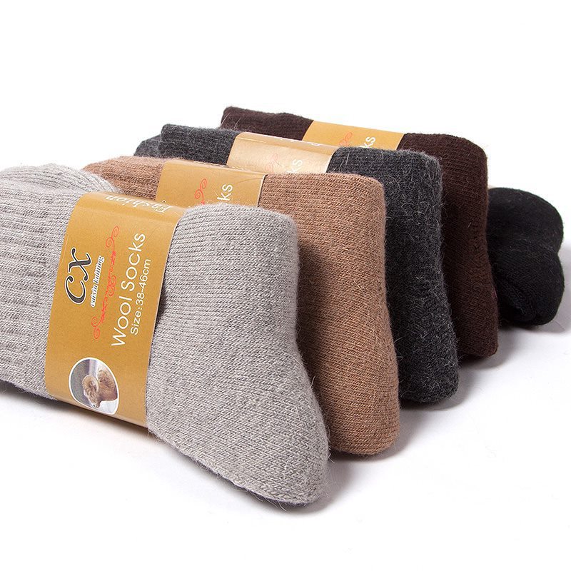 Wool Socks Men's Autumn and Winter Velvet Thickeneded Socks Men's Winter Mid-Calf Socks Snow Warm Super Thick Cashmere Stockings