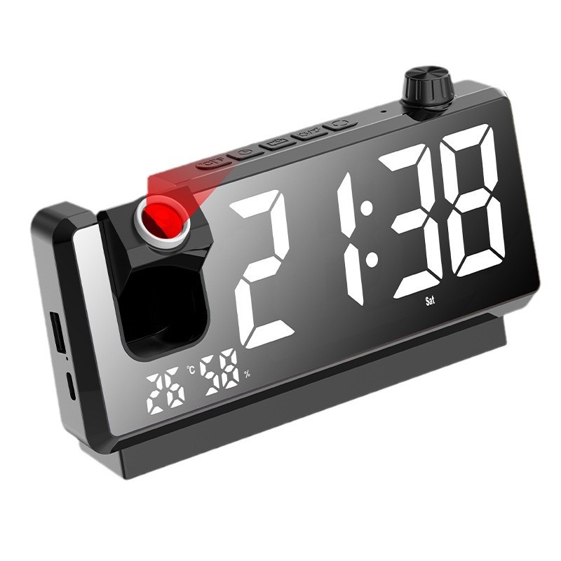 Picture of New Product Temperature Time Dual Projection Alarm Clock Projection Clock Wake-Up Artifact Plastic Mirror Student Projection Alarm Clock