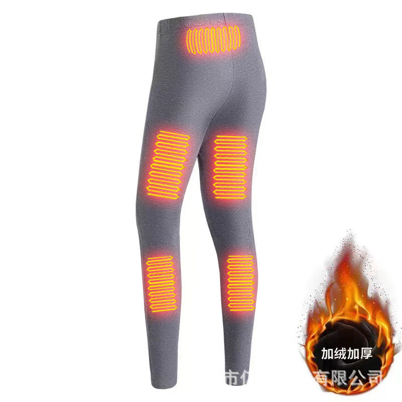 Picture of Hot smart zone 22 heating thermal underwear men's autumn clothes long pants USB charging solid color thickened cold-proof suit women