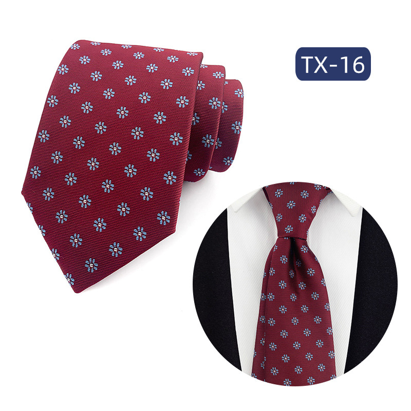 Picture of in stock wholesale men's tie jacquard yarn-dyed fabric small floral pattern business casual wedding groom tie