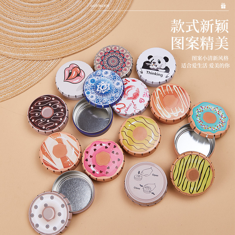 Creative tinplate box cartoon mini storage box hairpin jewelry small iron box decompression donut in stock wholesale