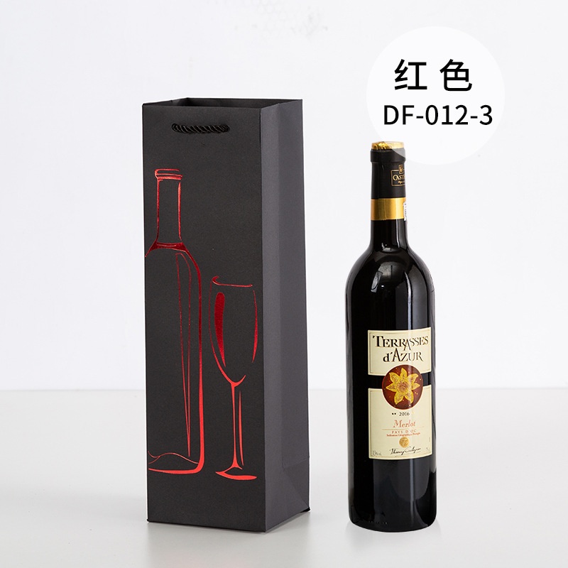 Picture of Red Wine Portable Paper Bag in Stock Hot Stamping Practical Red Wine Gift Packaging Bag Wine Portable Paper Bag Wholesale