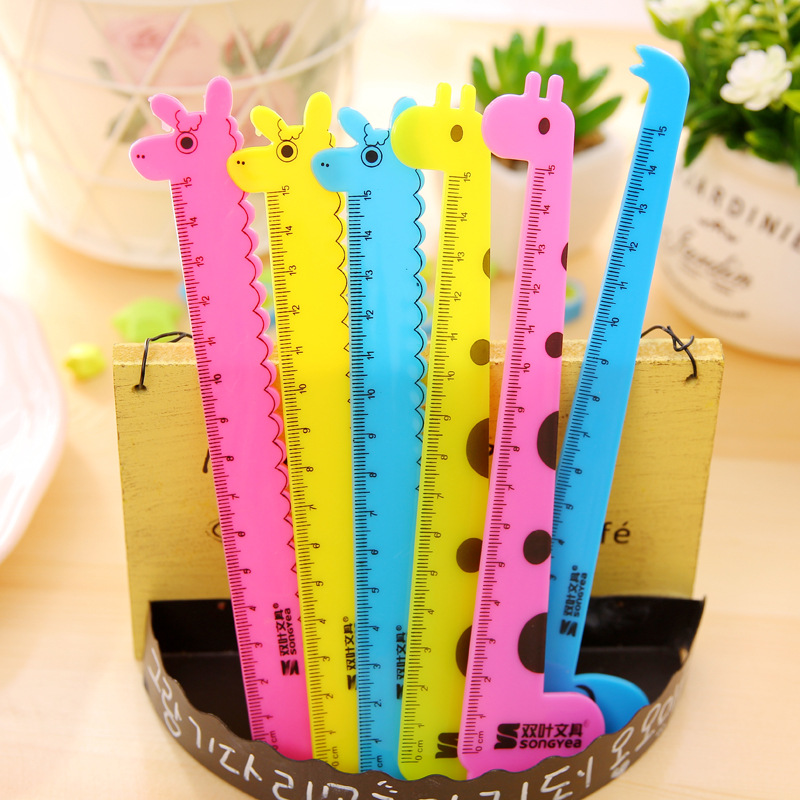Giraffe ruler ruler cartoon animal cute 15cm plastic ruler stationery prizes factory wholesale T