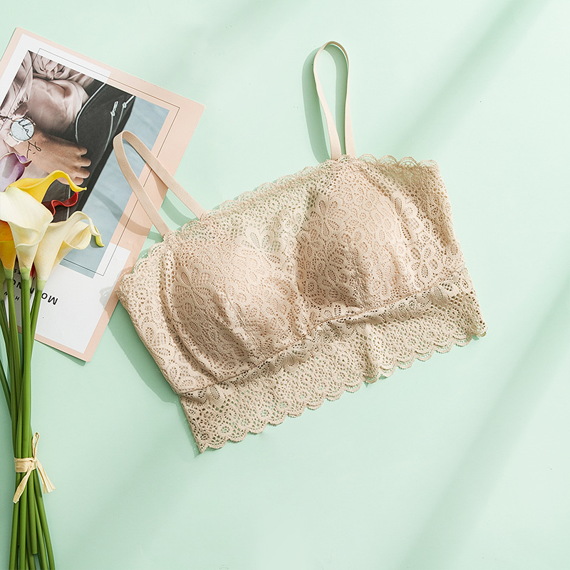 Picture of Tangge Silk Lace Rimless Tube-type Vest-type Bra Women's Anti-light Mulberry Silk Underwear Sling Bra