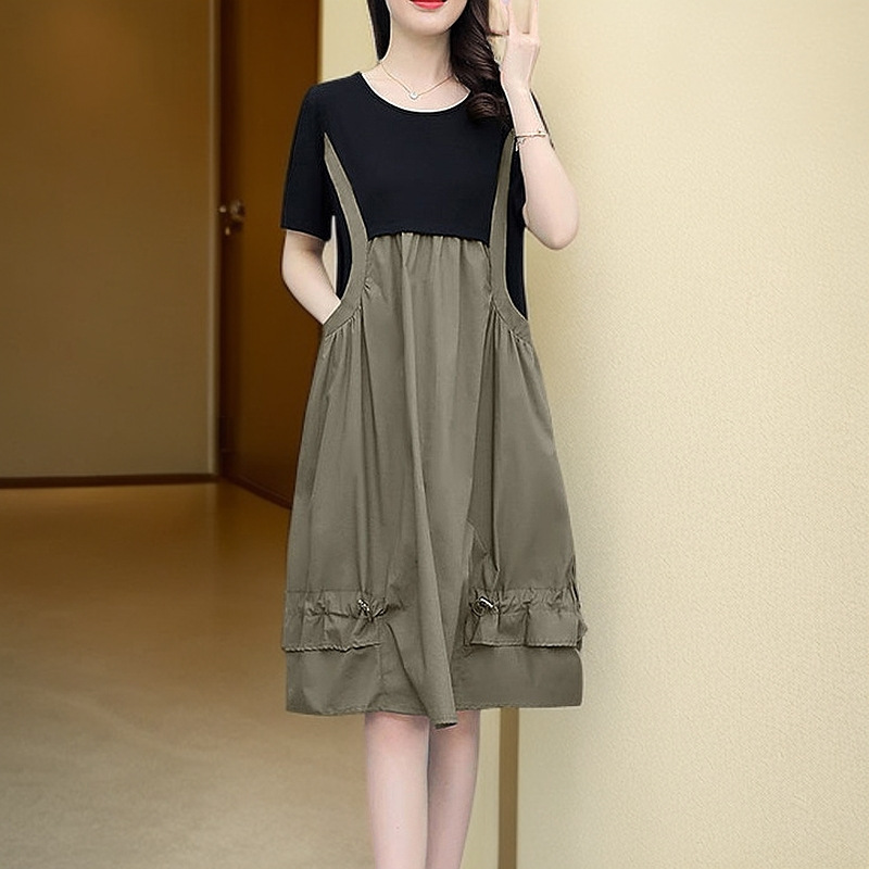 Plus-Size Summer New Fashion Versatile Strap Dress for Women, Mid-Length Dress That Hides Fat and Makes You Look Slimmer