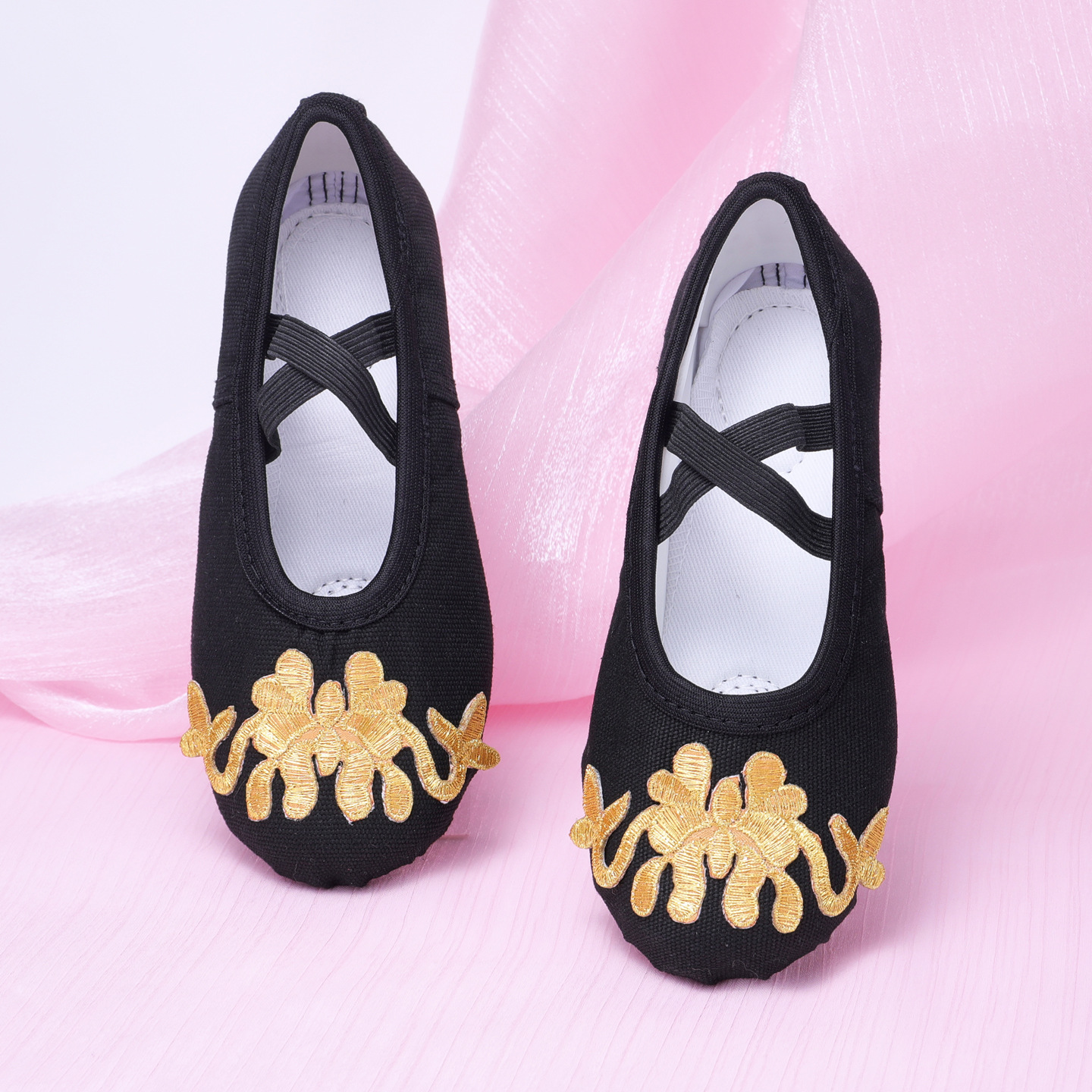 Ethnic Dance Shoes Soft Sole Body Practice Stage Performance Cat Claw Shoes Black Xizang Dance Men and Women 8110