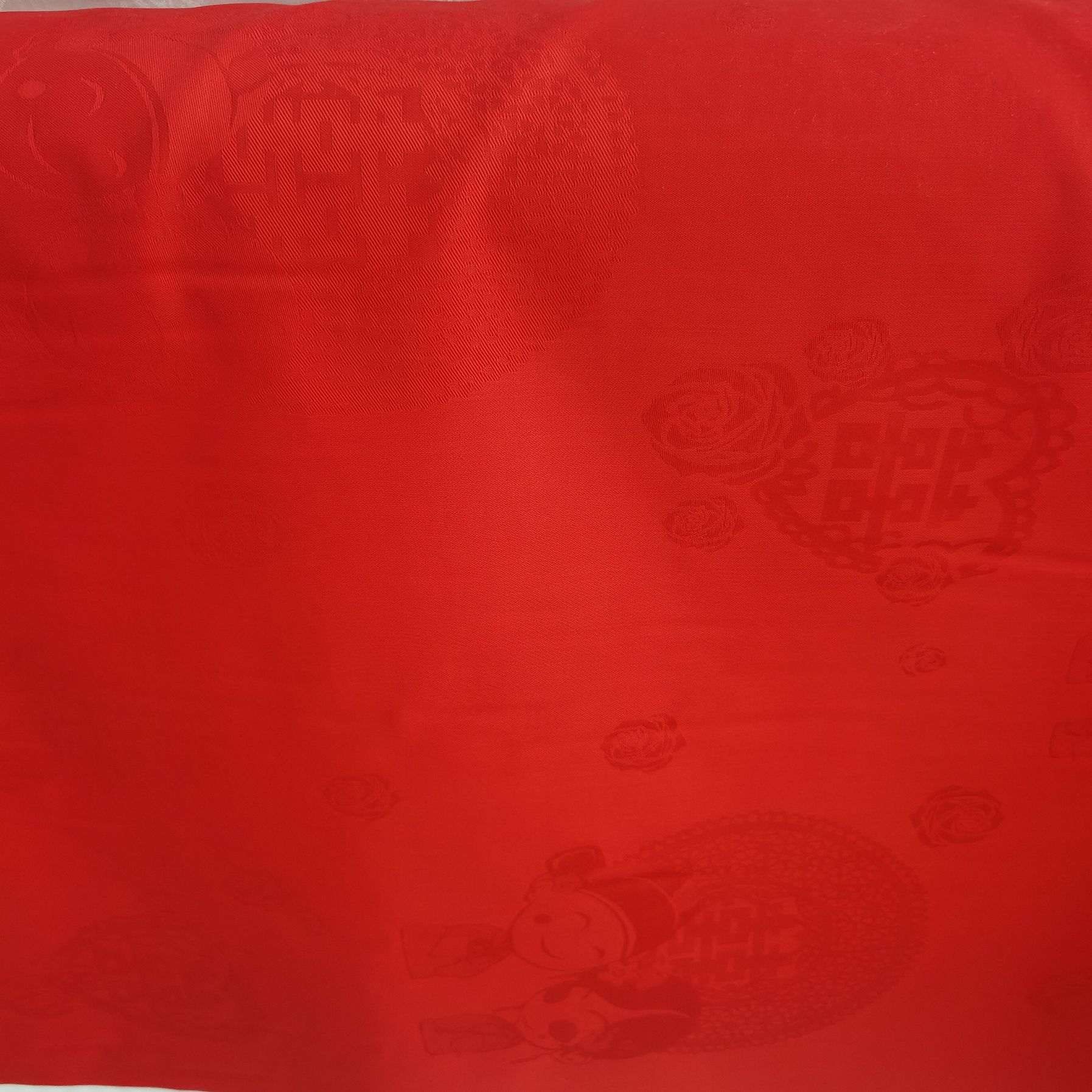 Red cloth cotton 2.5 meters wide wedding four-piece holiday fabric solid color jacquard high count high density satin fabric