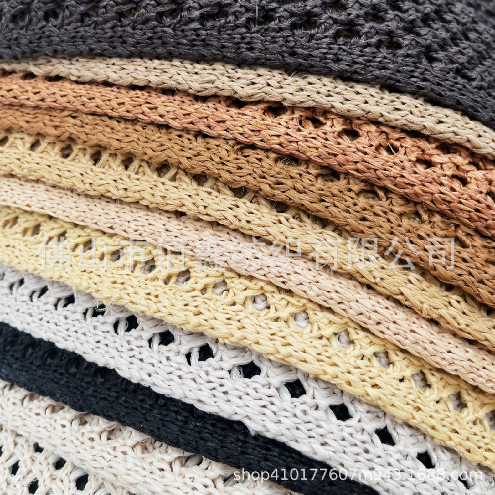 Picture of Crochet knitted pp mesh fabric woven cross hollow PE straw mat shoes and hat material luggage handbag decorative fabric handmade fabric