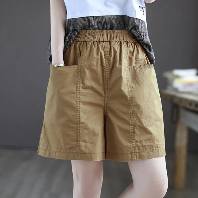 Cross-border Wide-leg Tooling Shorts Women's Spring and Summer Casual New Loose High Waist Slimming Straight-cut plus size Pants