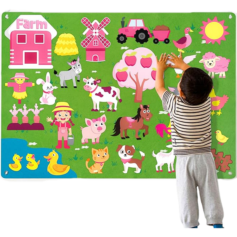 Picture of Amazon cross-border children's early education 3DIY three-dimensional felt game package storyboard learning board printing dinosaur animals