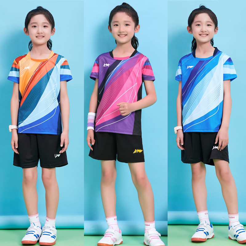 Children's Table Tennis Training Clothes Boys' Sportswear Girls' Children's Clothes Short-sleeved Children's Competition Suit Summer 6208