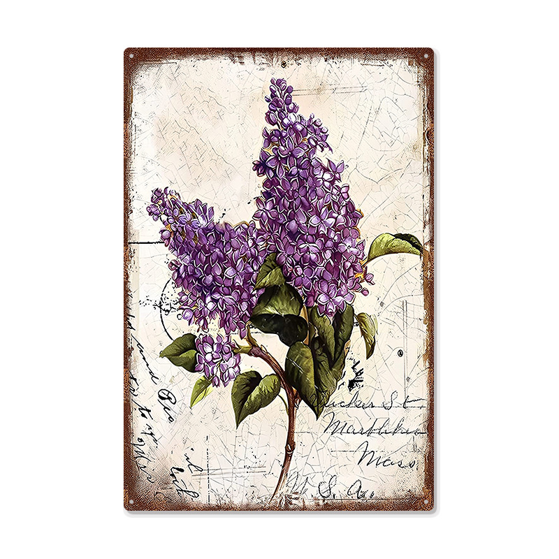 Picture of Cross-border American Country Retro Flower Figure Tin Painting Garden Pastoral Balcony Wall Wall Wall Old Decoration Pendant