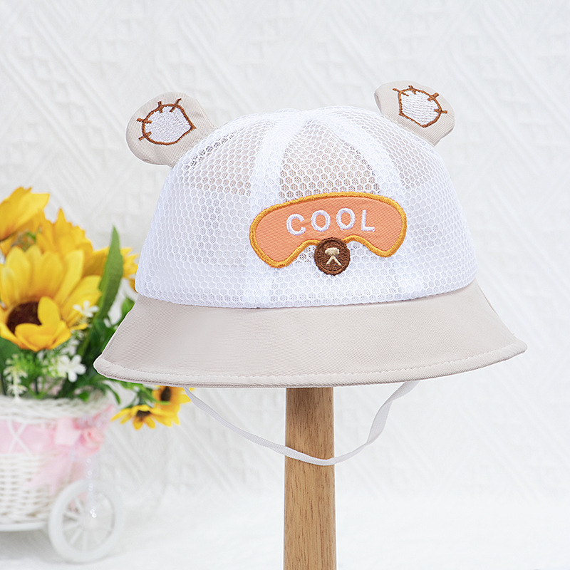 Picture of 0-2 years old baby New basin hat summer sunscreen breathable net hat travel sun hat mesh children fisherman hat