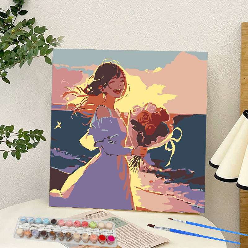 Picture of Digital oil painting landscape Dafen village hand-painted mathematical oil painting coloring painting oil painting flowers flower oil painting wholesale