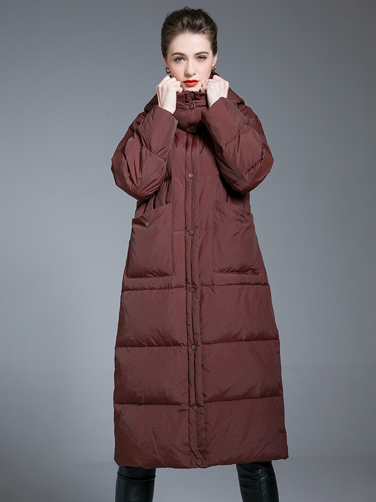 Picture of 2025 New Angora Red 90 White Duck down Jacket Women's Extra Long Over-The-Knee Winter Thickened Warm Jacket Women