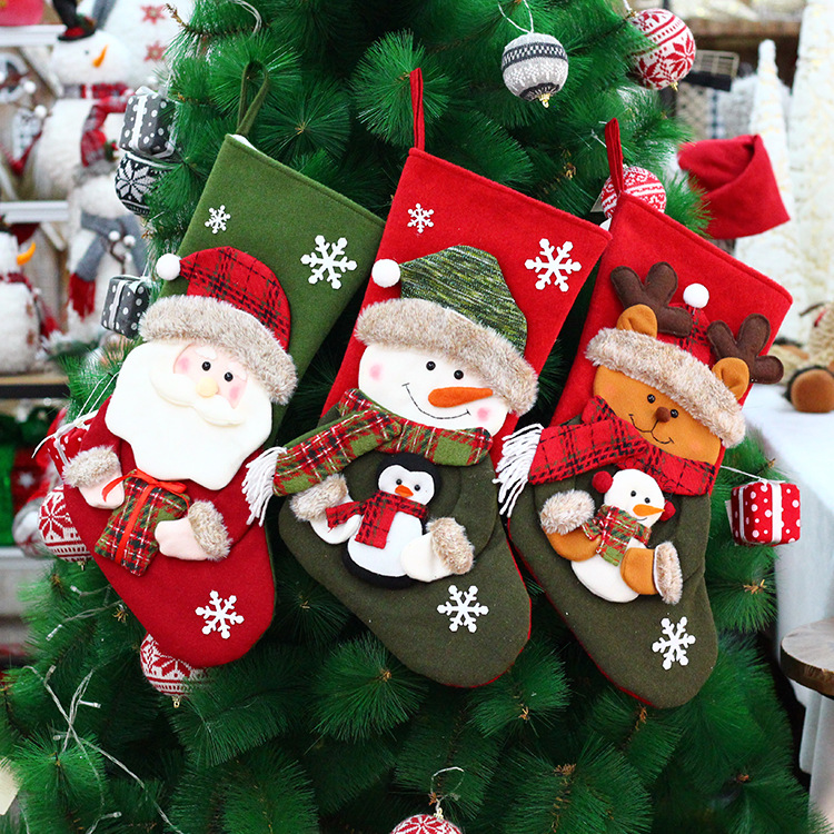 Cross-Border Christmas Stocking Decorations Socks Gift Bags Decorative Socks Gift Bags Christmas Tree Pendants Christmas Gift Socks