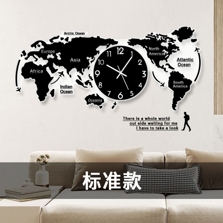 Picture of Cross-Border Map European Clock Decorative Wall Clock Living Room Simple Modern Wall Art Fashion Home Atmospheric Clock