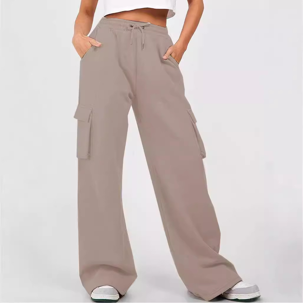 2025 Amazon Autumn/Winter New Style Independent Platform European and American Tiktok Solid Color Versatile Drawstring Sports Casual Pants