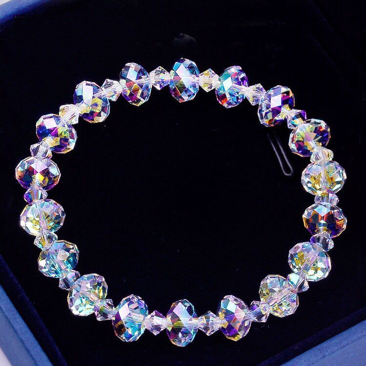 2024 new female Korean simple personality crystal bracelet beaded elastic bracelet wholesale Pujiang crystal