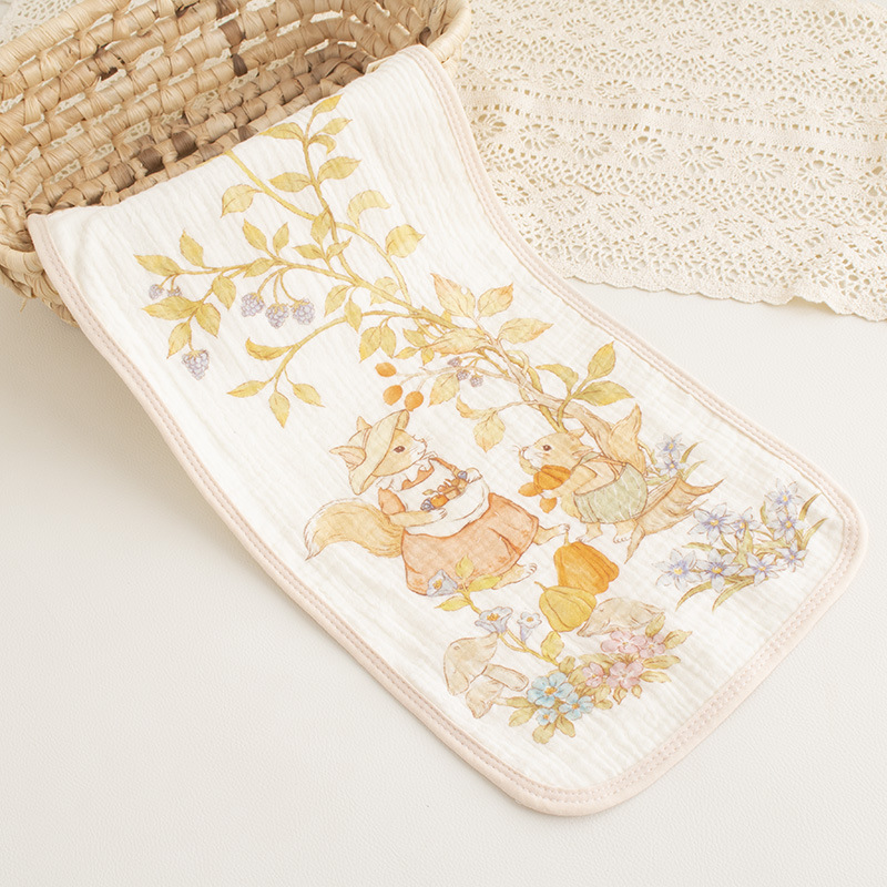 Picture of Class A baby saliva towel four layer cotton crepe square towel soft absorbent children's square towel kindergarten baby towel