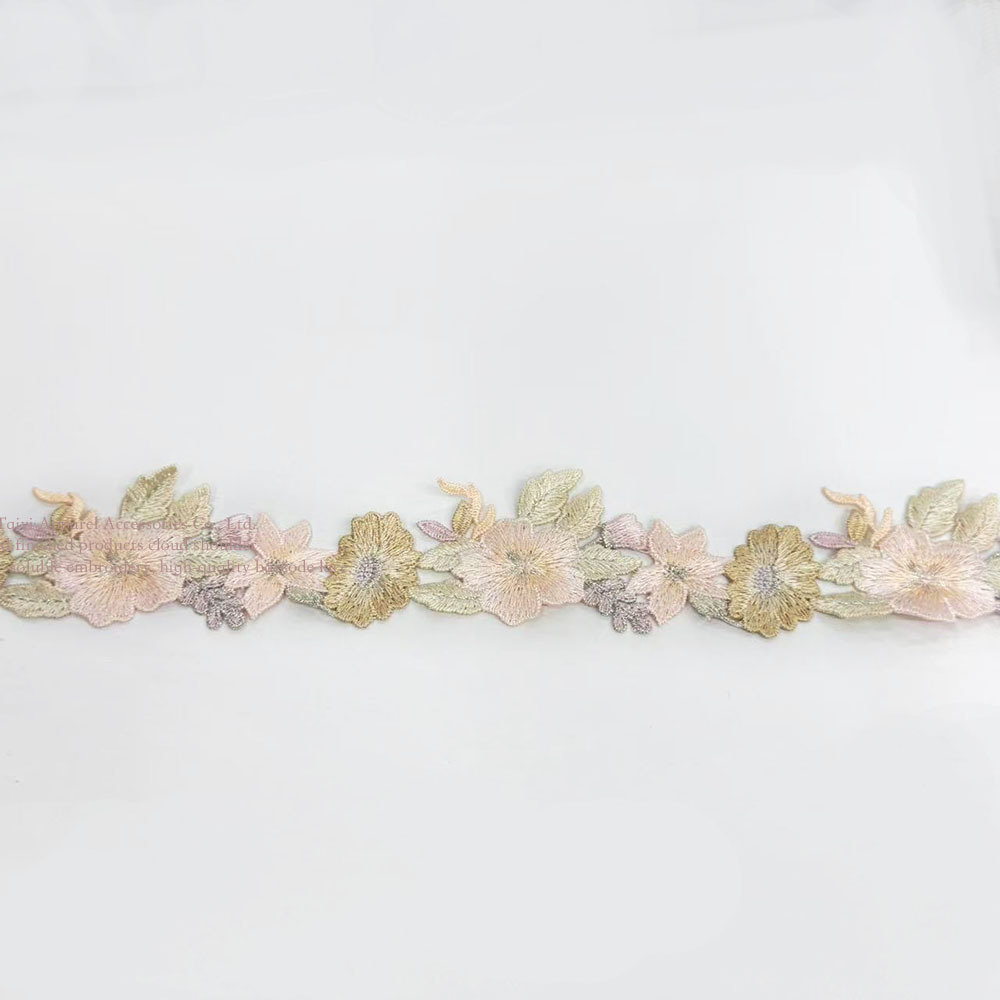 Factory in stock water soluble bar code lace clothing accessories collar flower cheongsam embroidery lace accessories