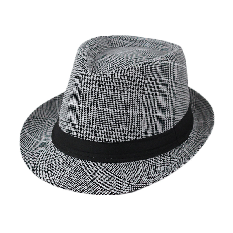 Topper Striped Summer Panamanian Solid Color Small Jazz Hat Sun Hat Houndstooth for Men and Women British Children Sun Hat