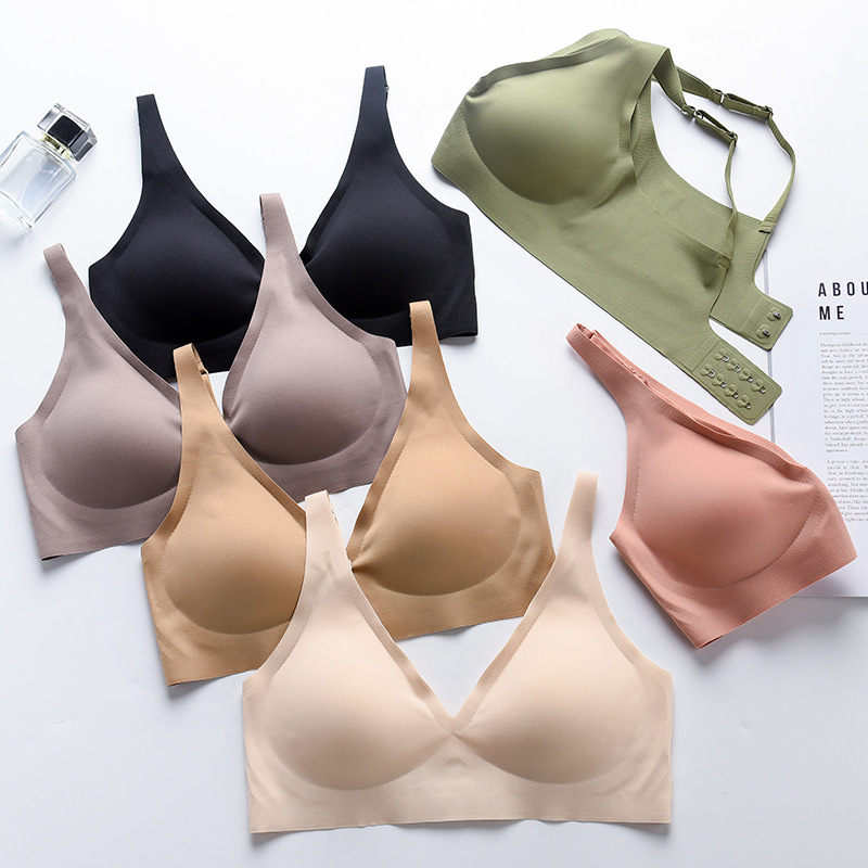 Cross-Border Set of Jelly Strips Summer Seamless Sports Bra One-Piece Girl's Wireless Thin Small Chest Push-Up Bra